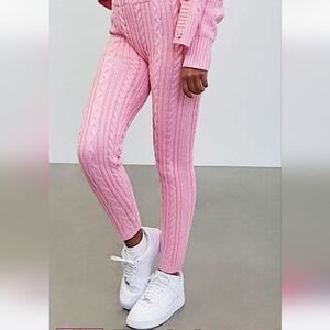 Forever 21 x Pantone Thick Cable Knit Pink Leggings L